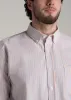 Washed Oxford Shirt for Tall Men in Apricot and Blue Multi Stripe sold by American Tall