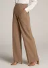 Flat Front Wide Leg Dress Pants for Tall Women in Fawn sold by American Tall