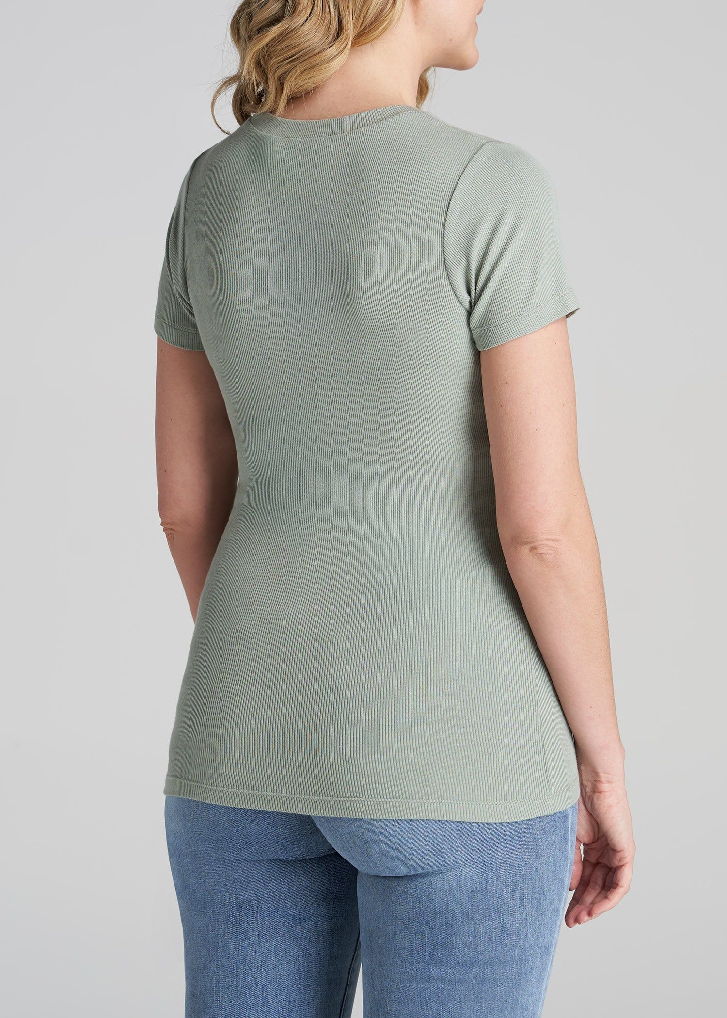 FITTED Ribbed Tee in Sage Green - Women's Tall T-Shirts sold by American Tall product image thumbnail 5