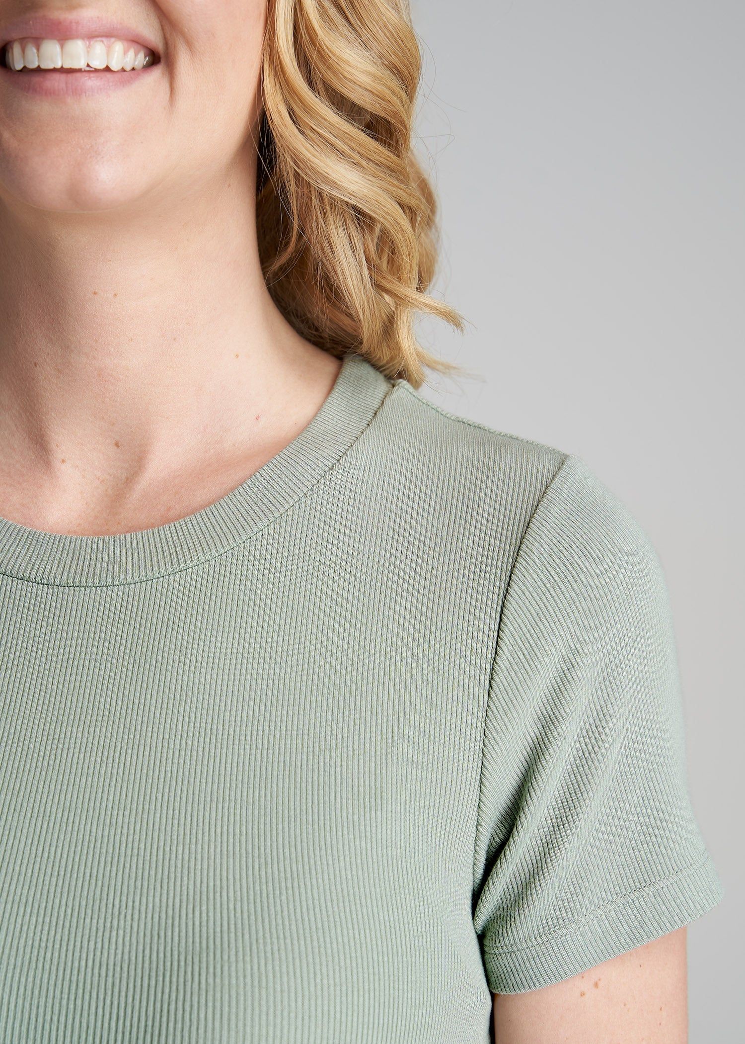 FITTED Ribbed Tee in Sage Green - Women's Tall T-Shirts sold by American Tall product image thumbnail 2