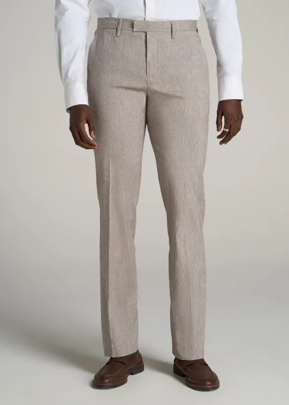 Stretch Linen Dress Pants for Tall Men in Brown Linen sold by American Tall