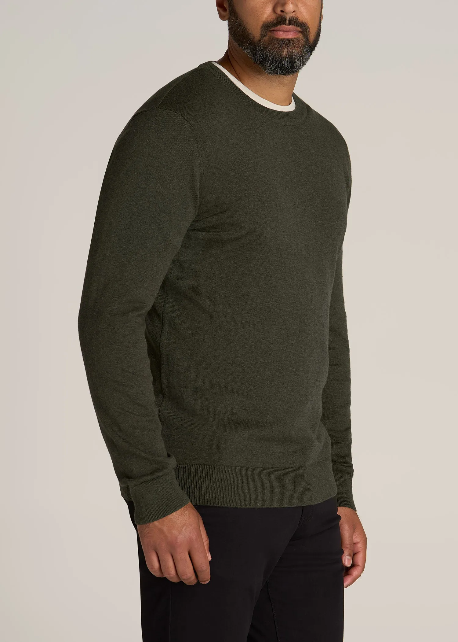 Everyday Crewneck Tall Men's Sweater in Dark Olive Green sold by American Tall product image thumbnail 5