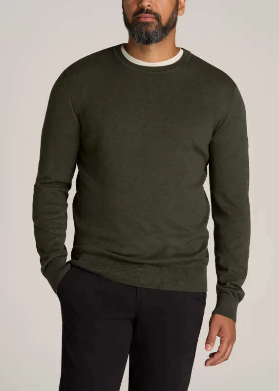 Everyday Crewneck Tall Men's Sweater in Dark Olive Green sold by American Tall