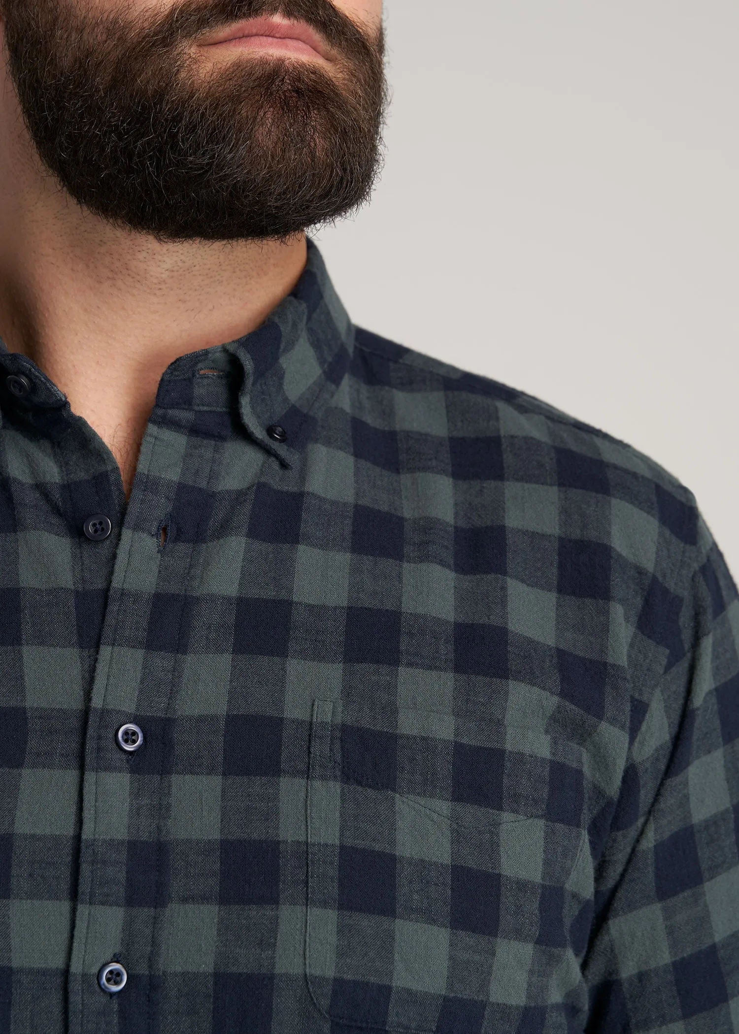 Short Sleeve Shirt for Tall Men in Midnight Blue & Green Plaid sold by American Tall product image thumbnail 2