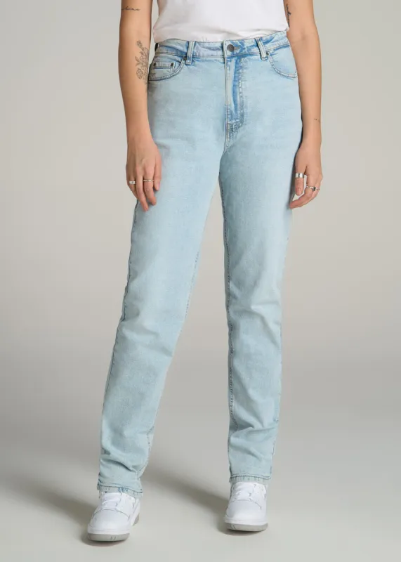 Emma High Rise Relaxed Tapered Tall Women's Jeans in Vintage Light Indigo sold by American Tall
