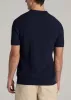 Linen Blend Ribbed Knit Polo Shirt for Tall Men in Evening Blue sold by American Tall