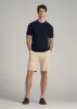 Linen Blend Ribbed Knit Polo Shirt for Tall Men in Evening Blue sold by American Tall