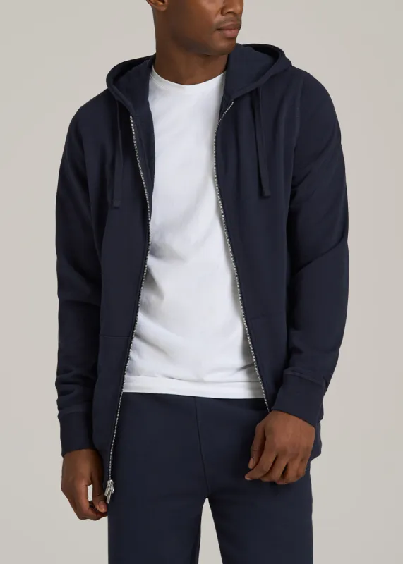 Wearever 2.0 French Terry Full-Zip Hoodie for Tall Men in Evening Blue made by American Tall
