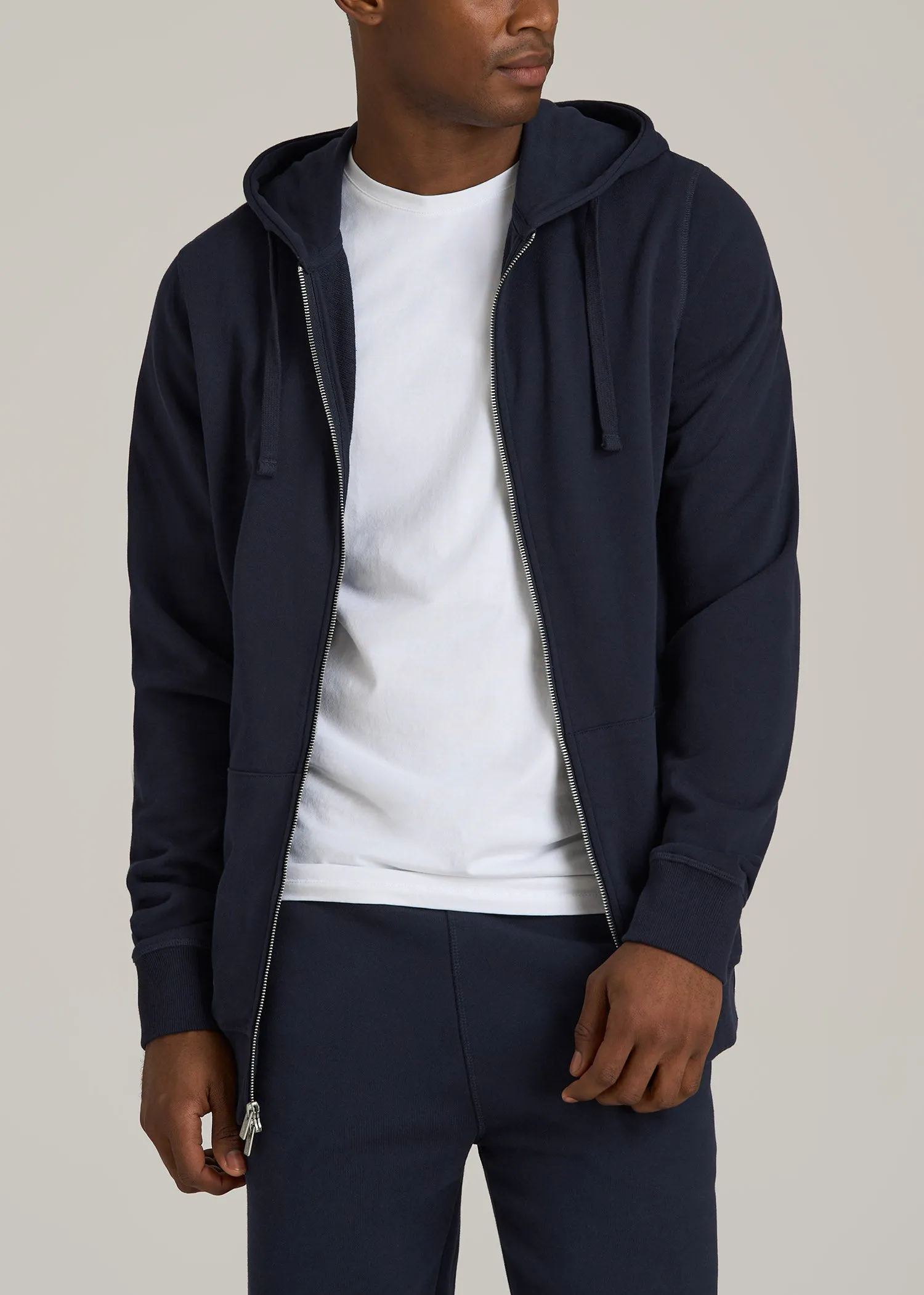 Wearever 2.0 French Terry Full-Zip Hoodie for Tall Men in Evening Blue sold by American Tall