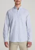 Washed Oxford Shirt for Tall Men in Blue Banker Stripe sold by American Tall