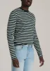 Long Sleeve Striped Tall Men's Tee in Emerald and White Stripe sold by American Tall