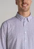 Traveler Stretch Dress Shirt for Tall Men in Blue and Apricot Mini Floral sold by American Tall