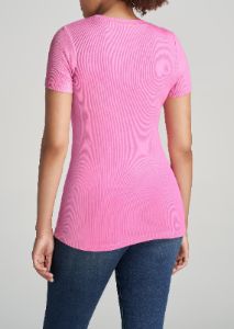 FITTED Ribbed Tee in Bubblegum Pink - Women's Tall T-Shirts sold by American Tall