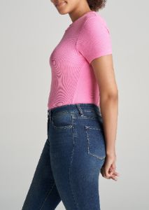 FITTED Ribbed Tee in Bubblegum Pink - Women's Tall T-Shirts sold by American Tall