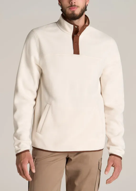 Polar Fleece 3-Snap Pullover Sweatshirt for Tall Men in Natural sold by American Tall