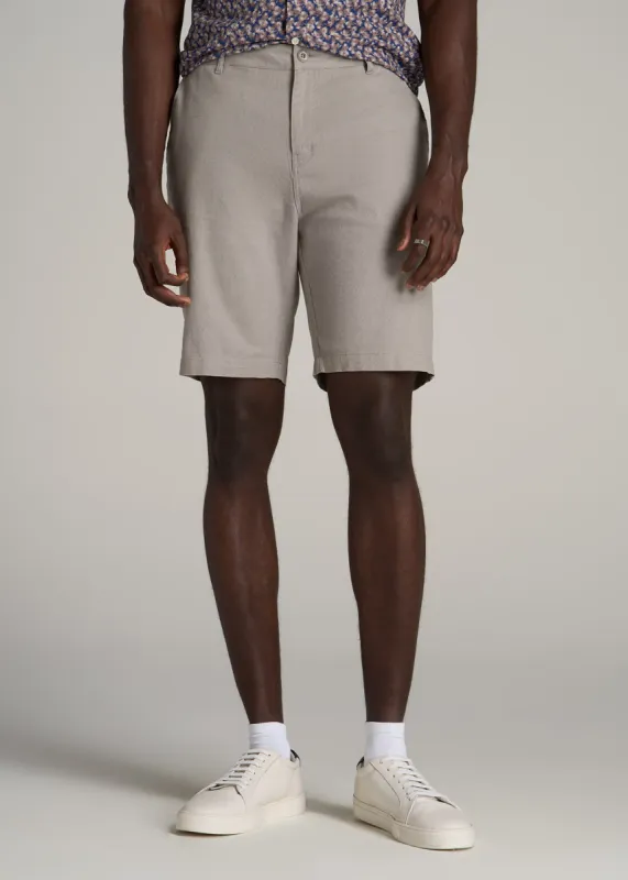 Linen Shorts For Tall Men in Driftwood Brown sold by American Tall