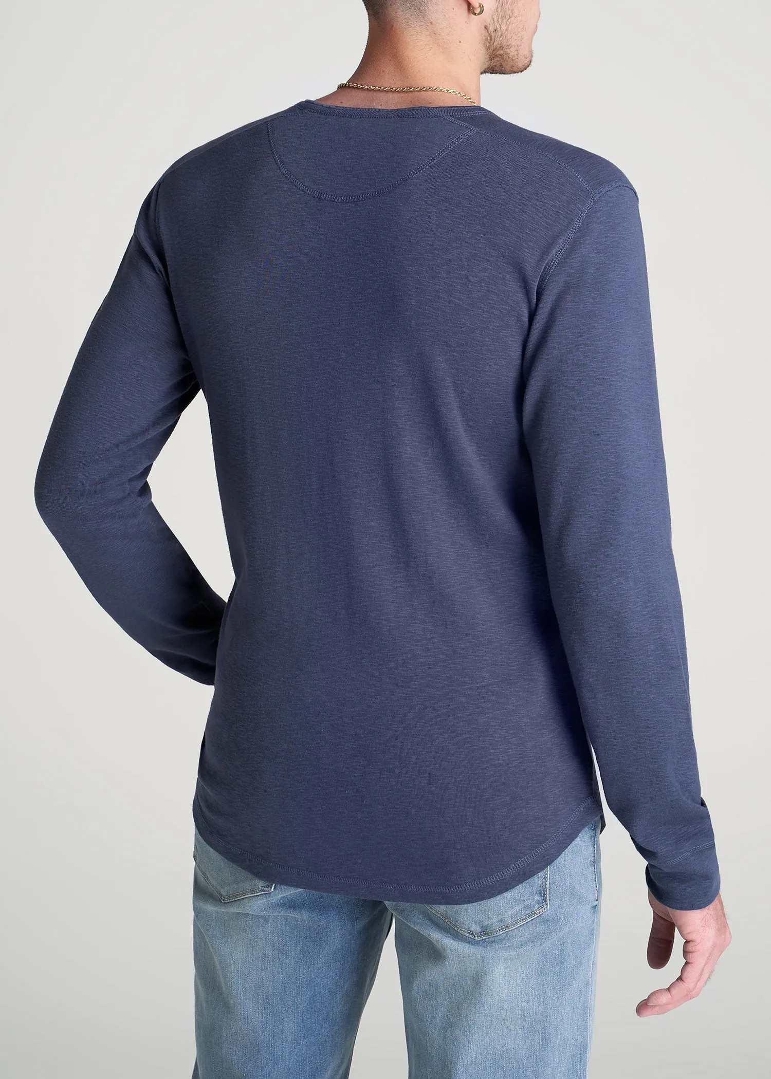 Heavy Slub Henley Shirt for Tall Men in Navy sold by American Tall product image thumbnail 5