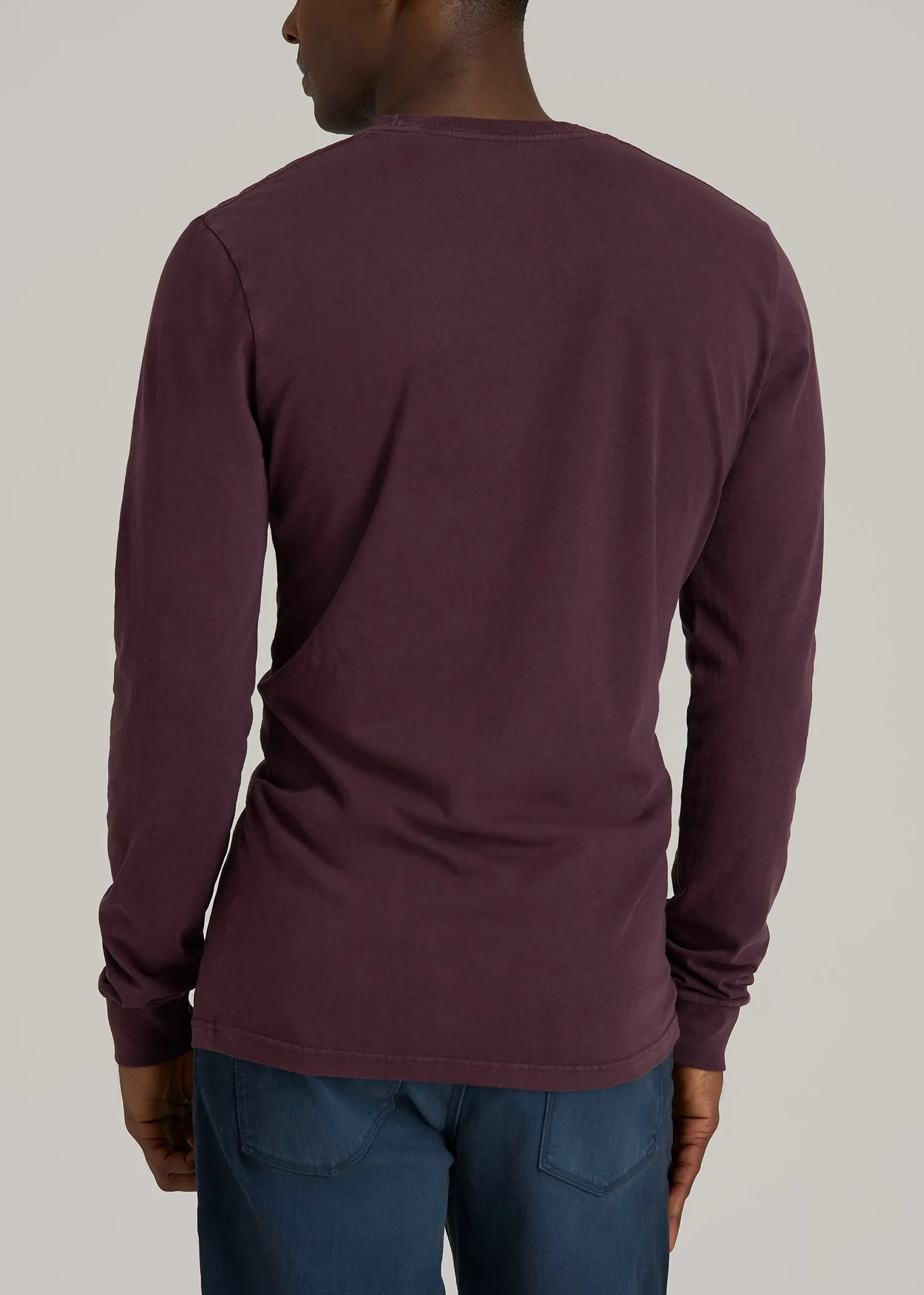 Garment Dyed Long Sleeve Pocket Tall Men's Tee in Deep Purple sold by American Tall product image thumbnail 5