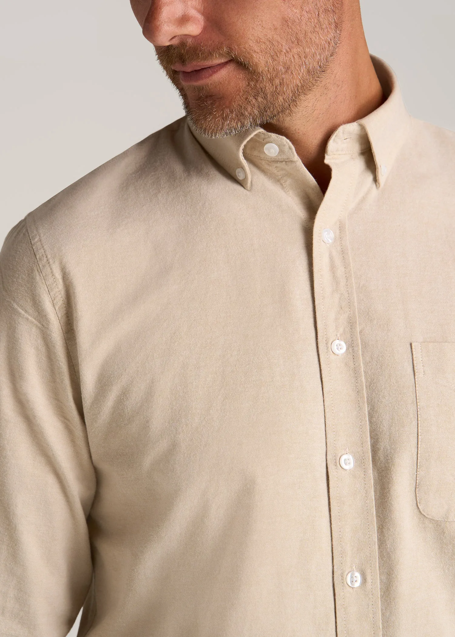 Washed Oxford Shirt for Tall Men in Sandstone sold by American Tall product image thumbnail 2