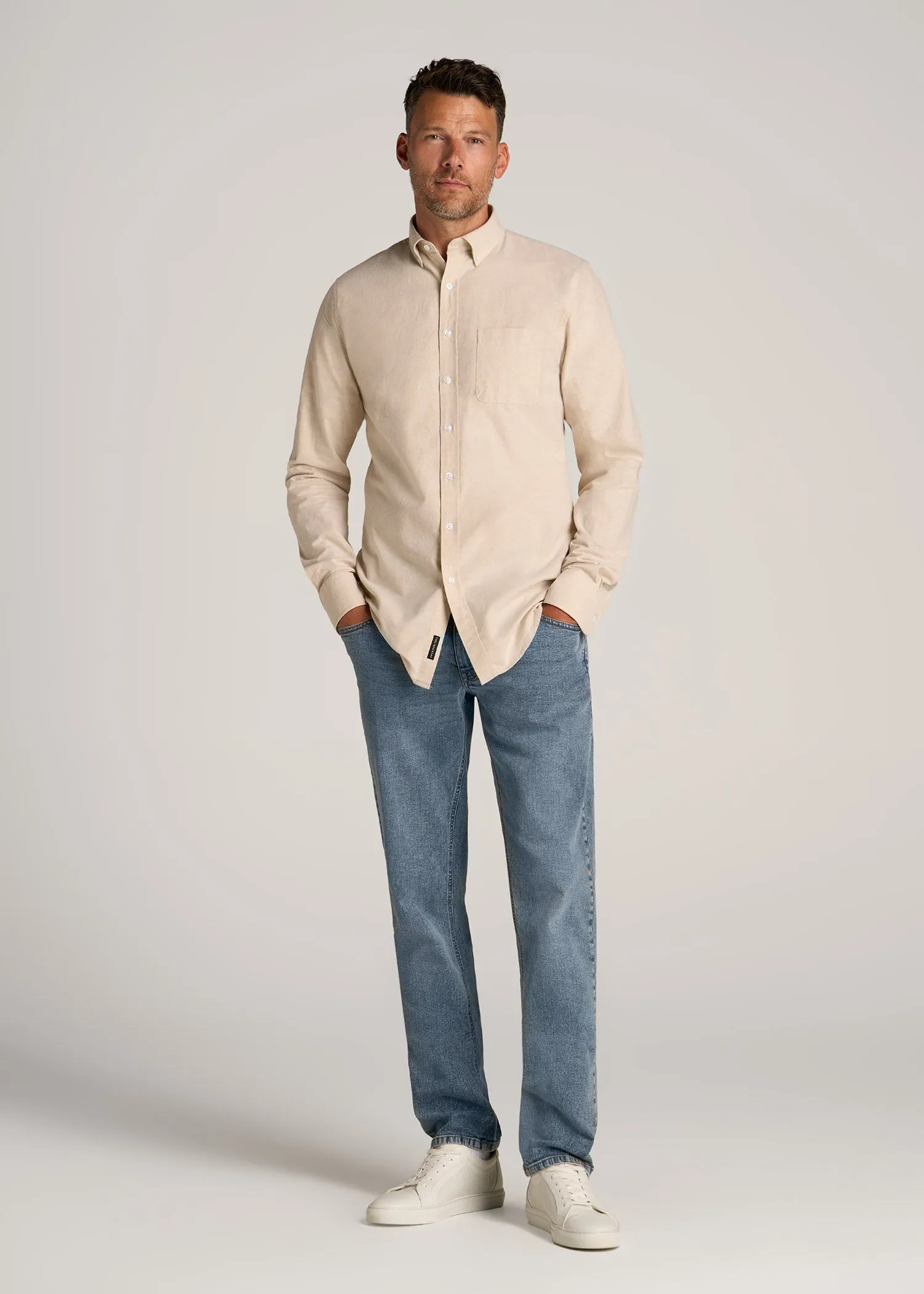 Washed Oxford Shirt for Tall Men in Sandstone sold by American Tall product image thumbnail 4