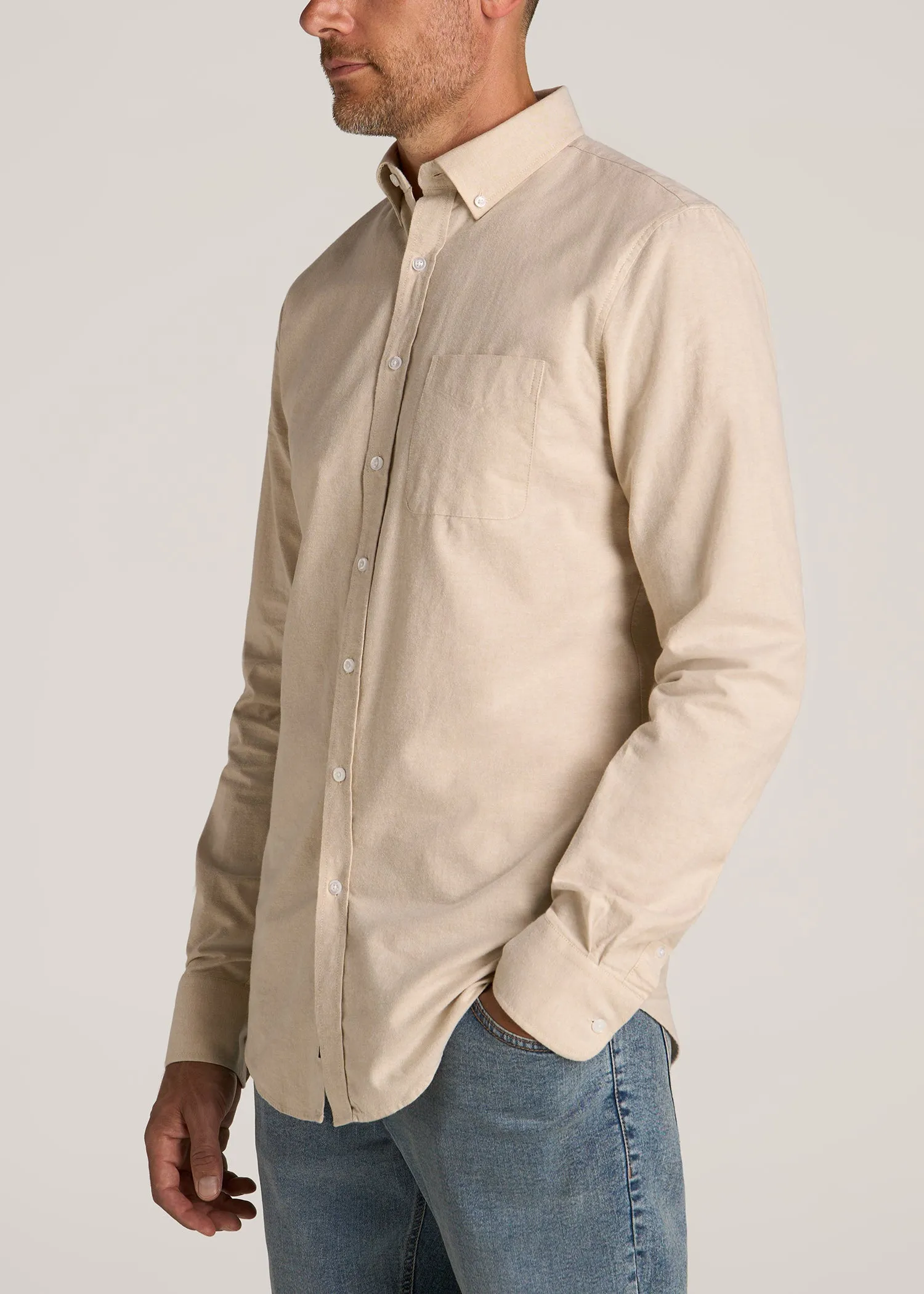 Washed Oxford Shirt for Tall Men in Sandstone sold by American Tall product image thumbnail 3