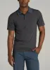 Jacquard Knit Collar Golf Polo Shirt for Tall Men in Steel Grey sold by American Tall