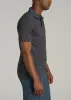 Jacquard Knit Collar Golf Polo Shirt for Tall Men in Steel Grey sold by American Tall