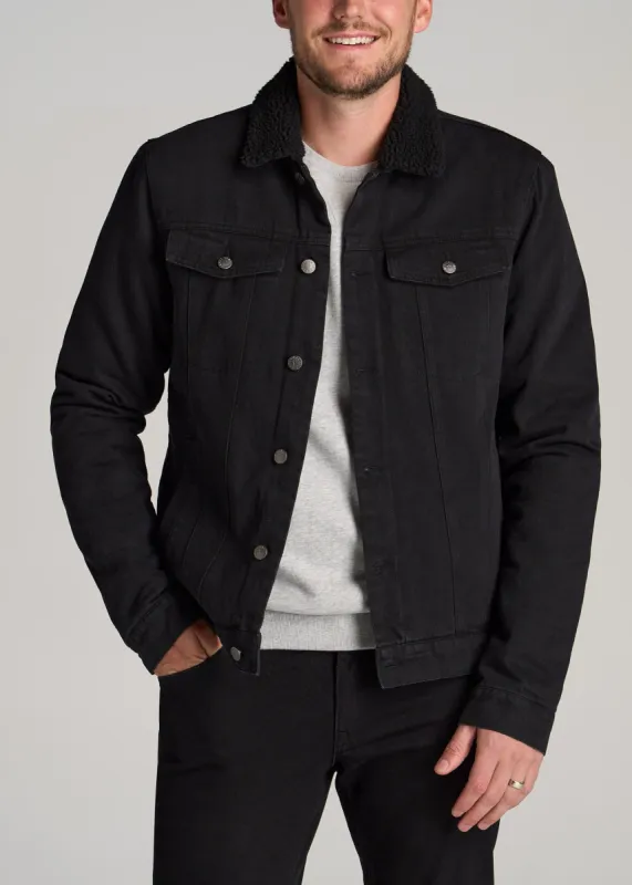 Denim Sherpa Tall Men's Jacket in Onyx Black Wash sold by American Tall