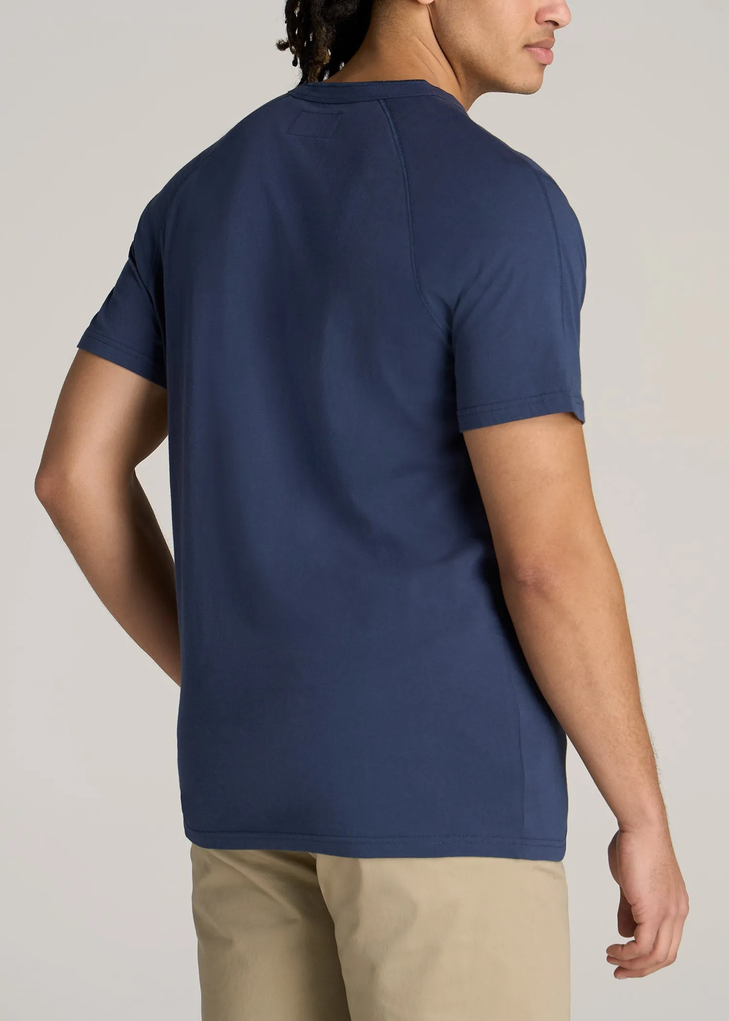 LJ&S REGULAR-FIT Jersey Henley Tee for Tall Men in Vintage Midnight Navy sold by American Tall product image thumbnail 5