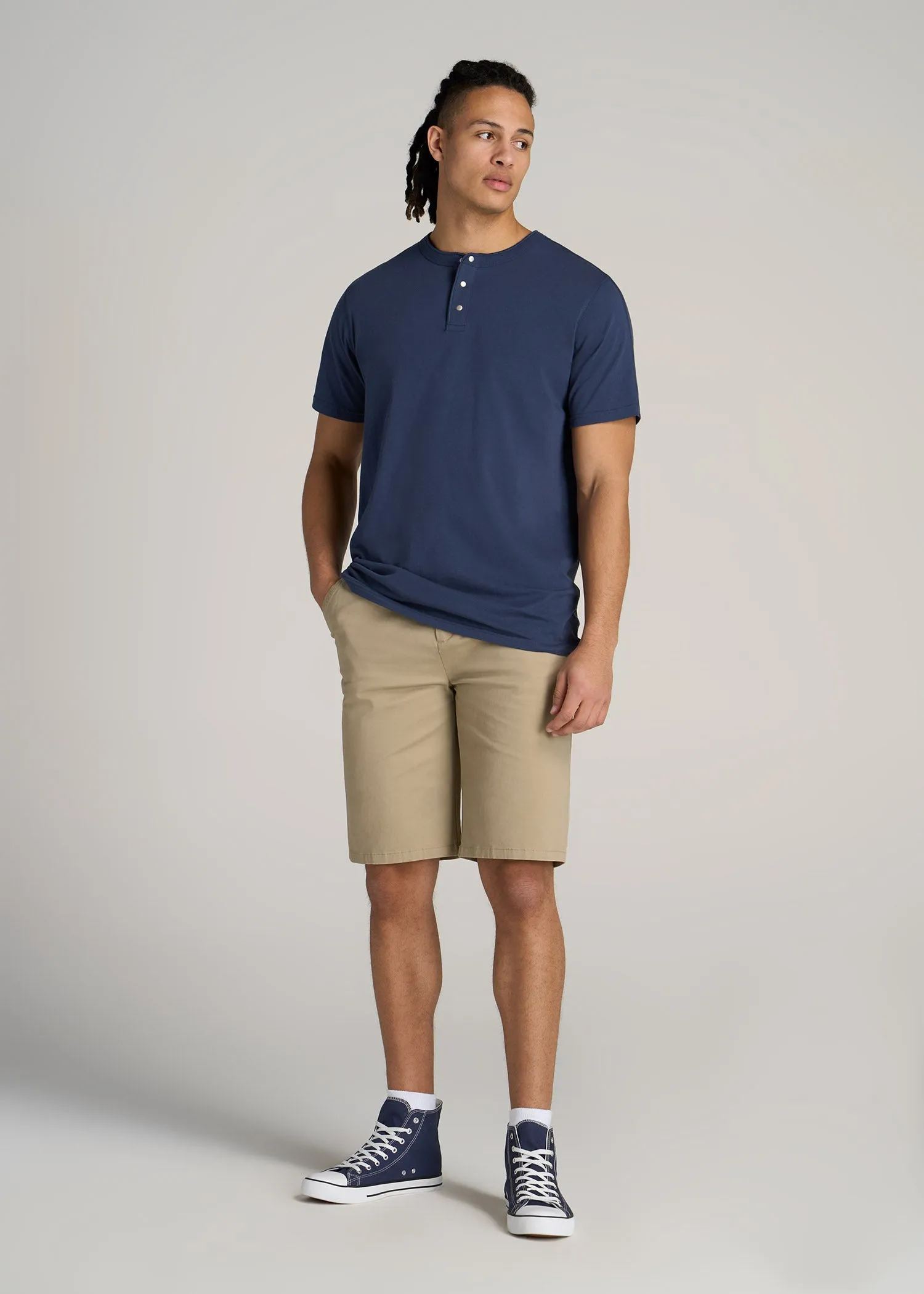 LJ&S REGULAR-FIT Jersey Henley Tee for Tall Men in Vintage Midnight Navy sold by American Tall product image thumbnail 4