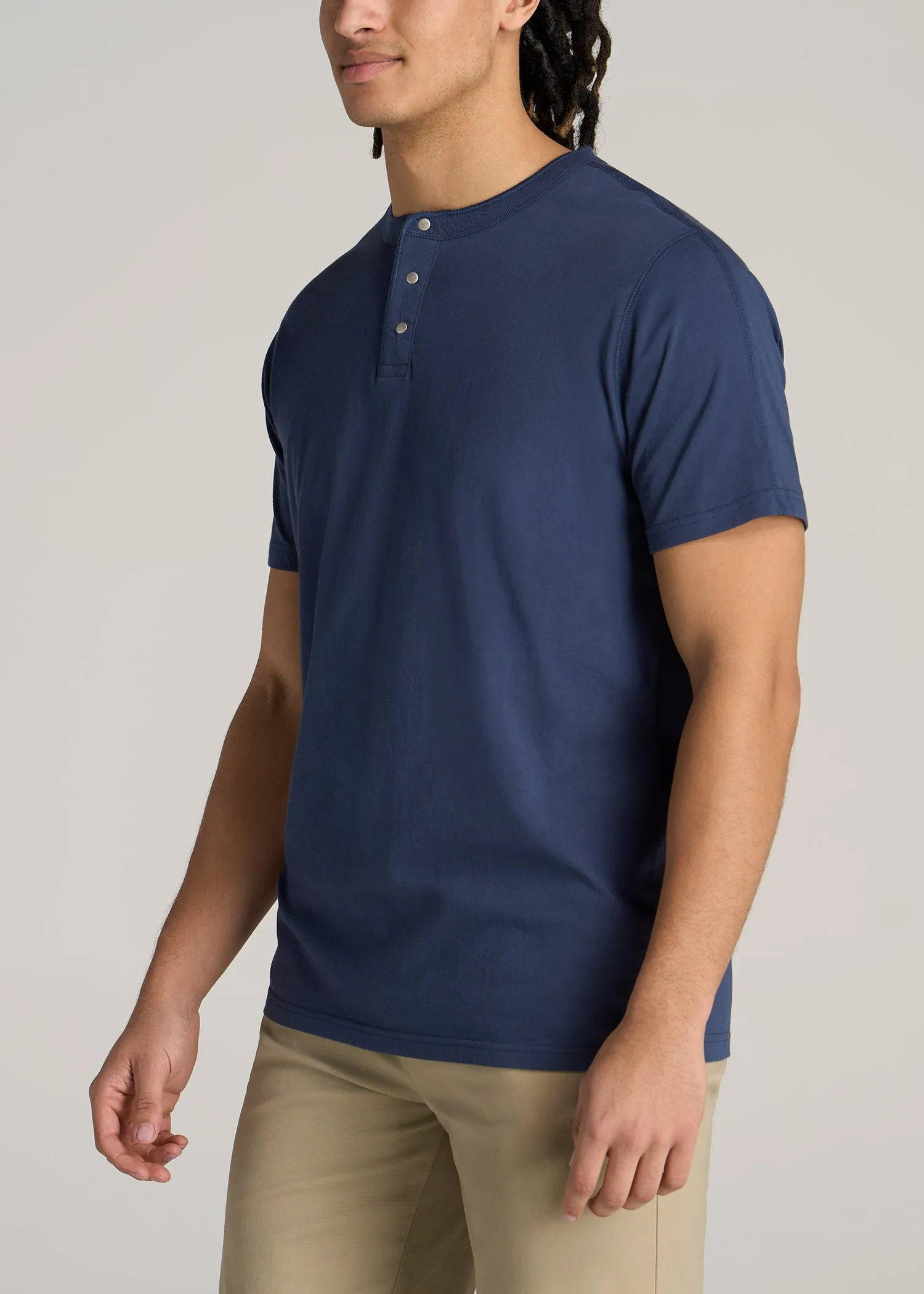 LJ&S REGULAR-FIT Jersey Henley Tee for Tall Men in Vintage Midnight Navy sold by American Tall product image thumbnail 3