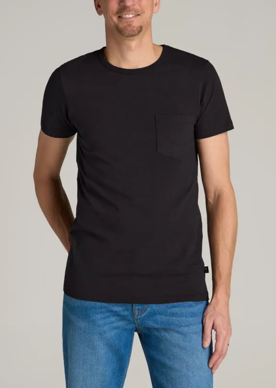 Sunwashed Slub Pocket T-Shirt For Tall Men in Washed Black made by American Tall