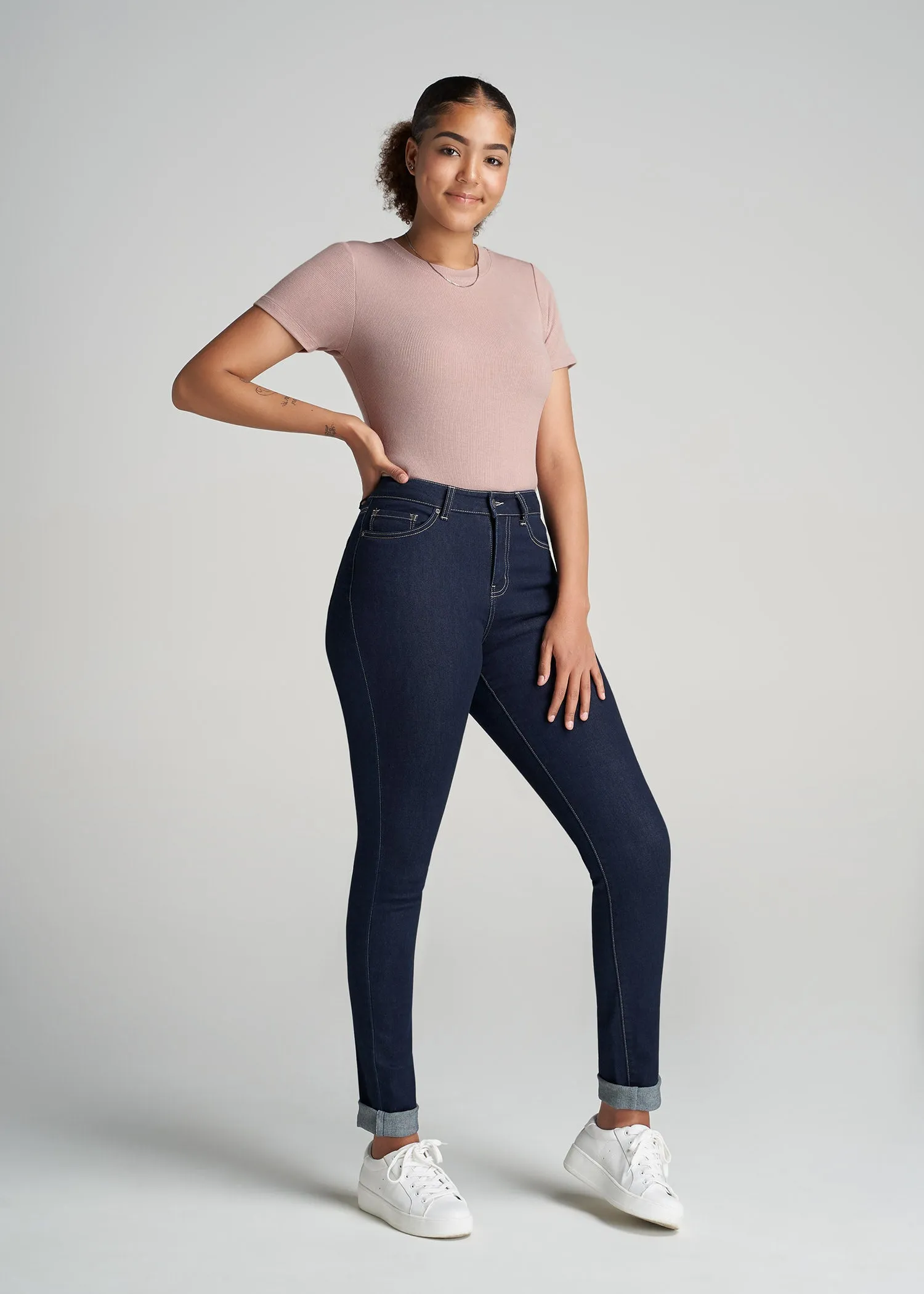 FITTED Ribbed Tee in Ballerina Pink - Women's Tall T-Shirts sold by American Tall product image thumbnail 4