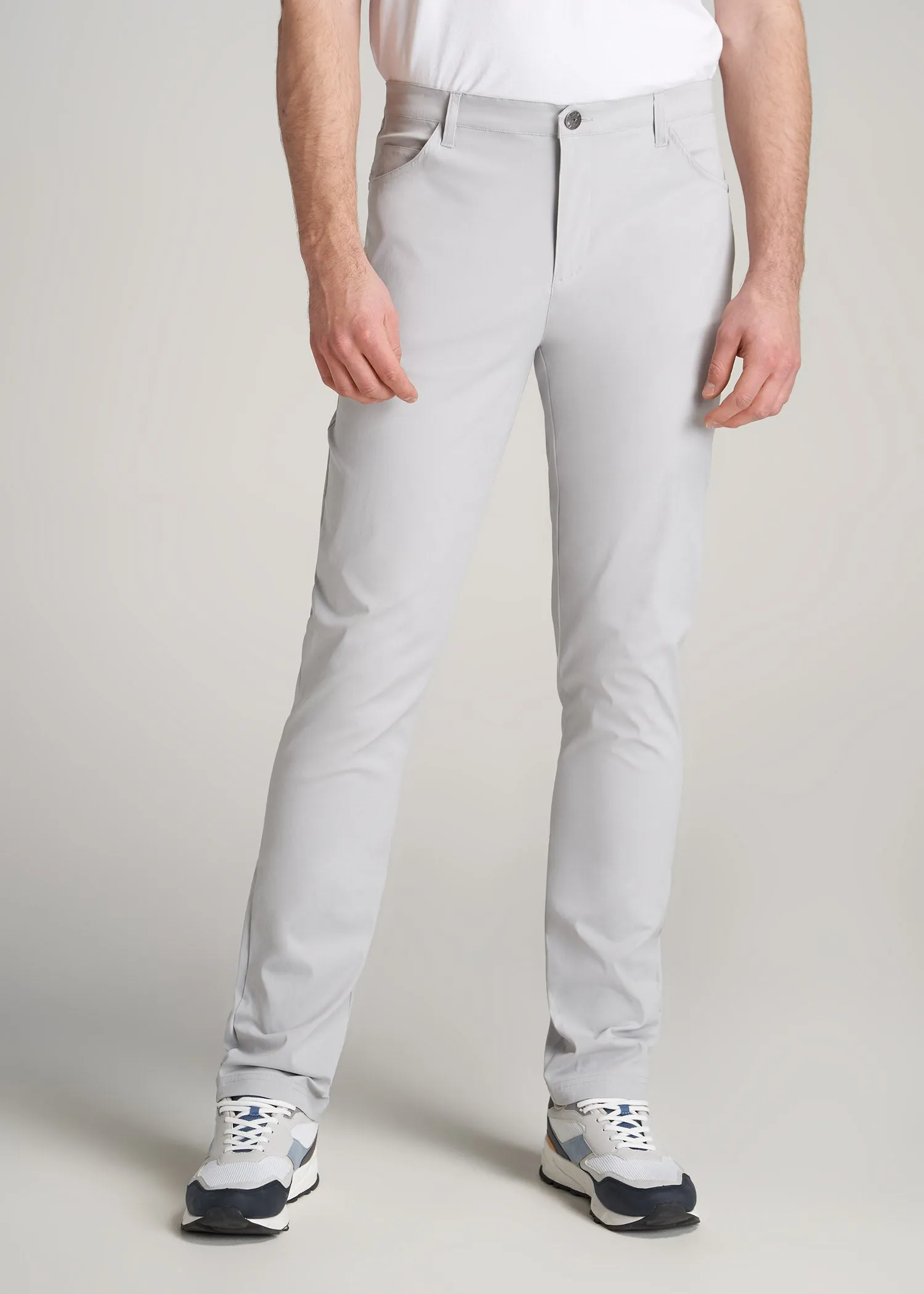 TAPERED-FIT Traveler Pants for Tall Men in Light Grey sold by American Tall