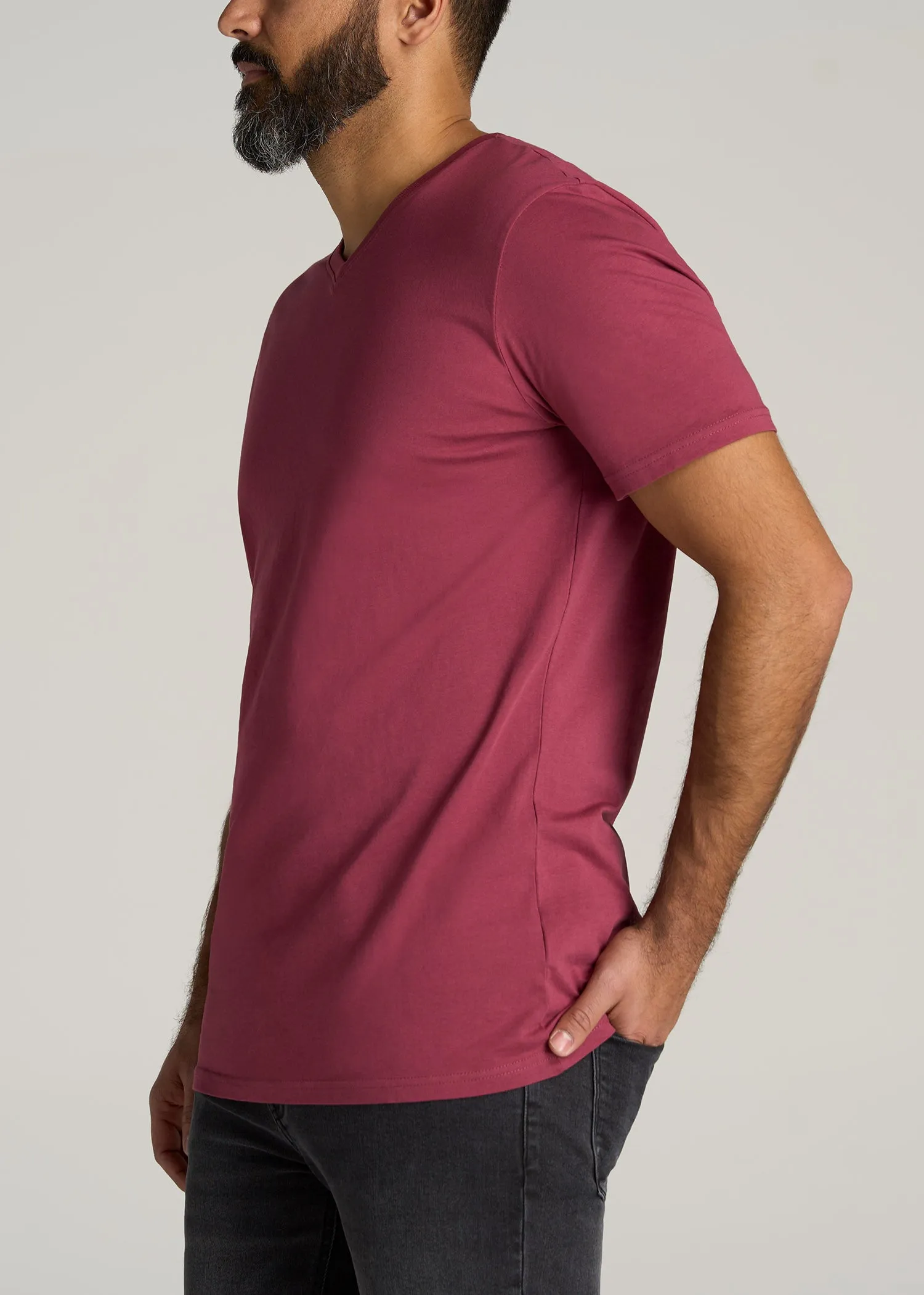 The Everyday REGULAR-FIT V-Neck Tall Men's T-Shirt in Garnet Red sold by American Tall product image thumbnail 3