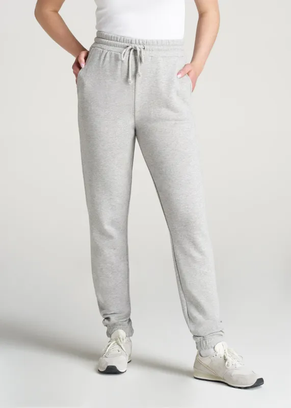 Wearever Fleece Slim Fit High-Waisted Garment Dye Sweatpants for Tall Women in Grey Mix sold by American Tall