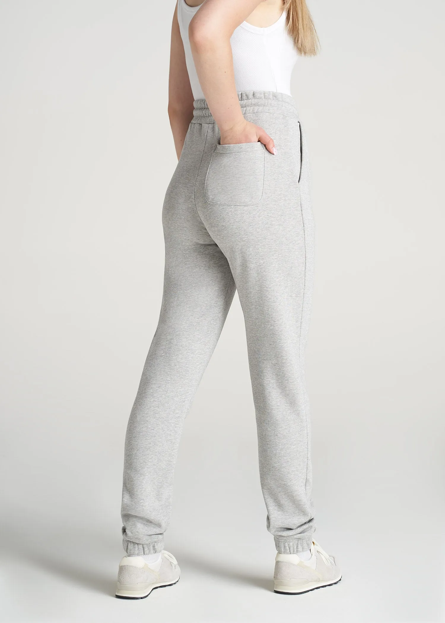 Wearever Fleece Slim Fit High-Waisted Garment Dye Sweatpants for Tall Women in Grey Mix sold by American Tall product image thumbnail 5
