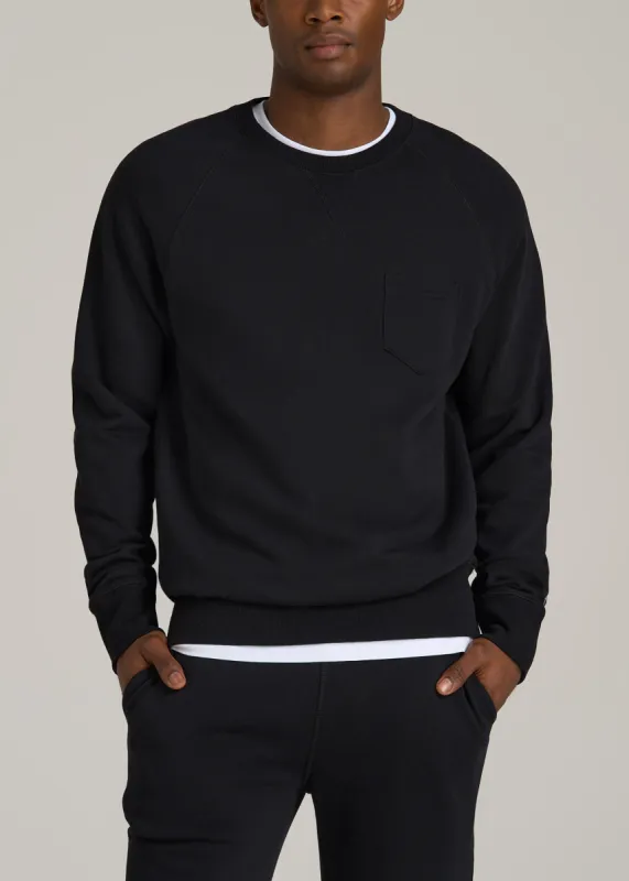Wearever 2.0 French Terry Crewneck Sweatshirt for Tall Men in Black sold by American Tall