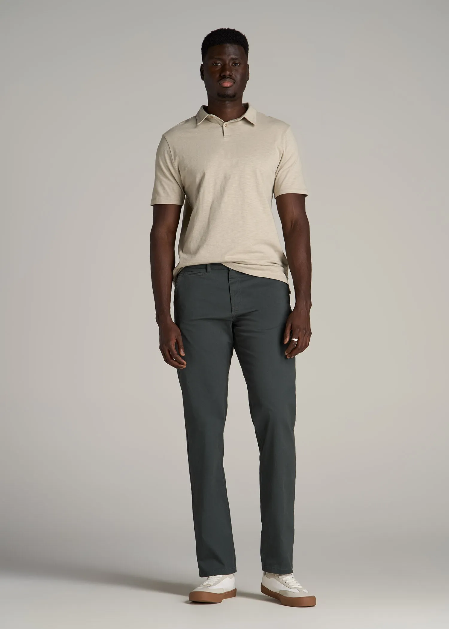 Slub Self Collar Tall Polo Shirt in Stone sold by American Tall product image thumbnail 4