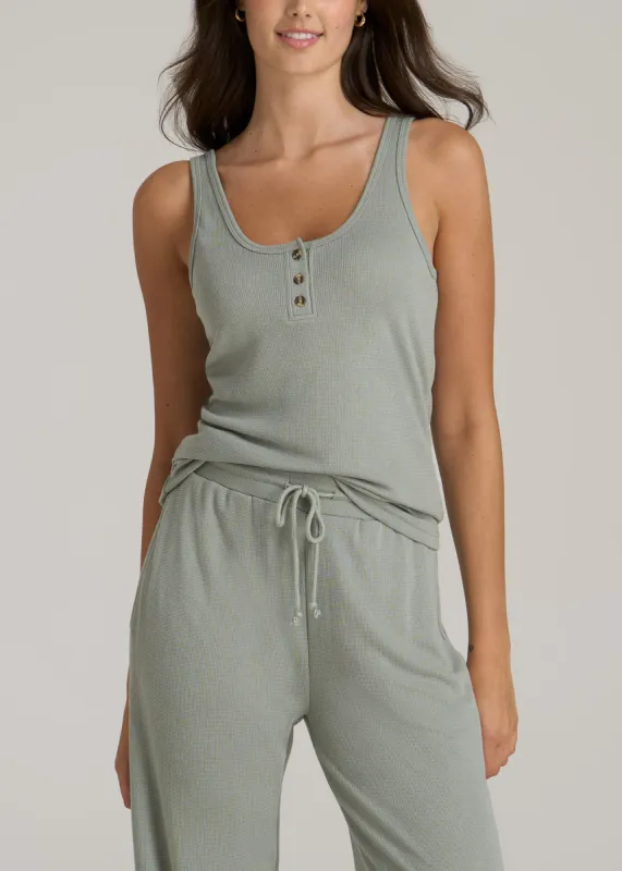 Waffle Tank Top for Tall Women in Seagrass sold by American Tall