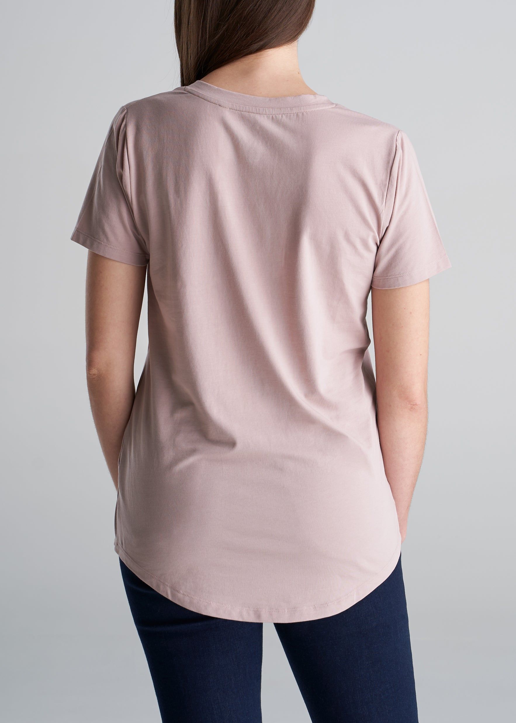 Women's Tall Scoop V-Neck Tee in Ballerina Pink sold by American Tall product image thumbnail 3