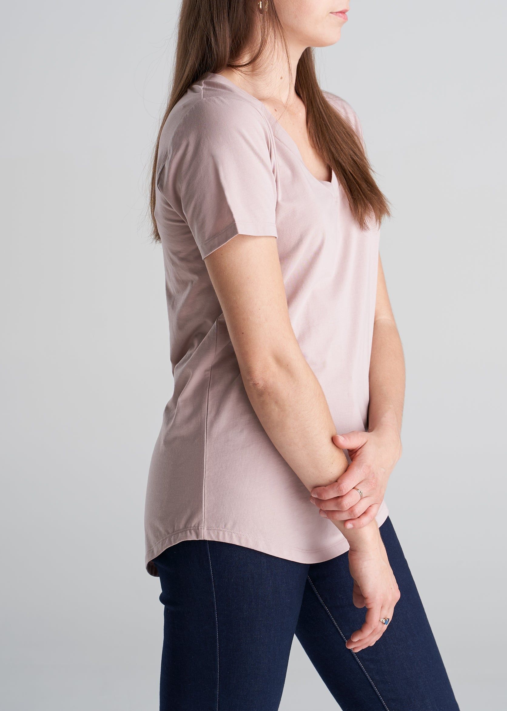 Women's Tall Scoop V-Neck Tee in Ballerina Pink sold by American Tall product image thumbnail 2