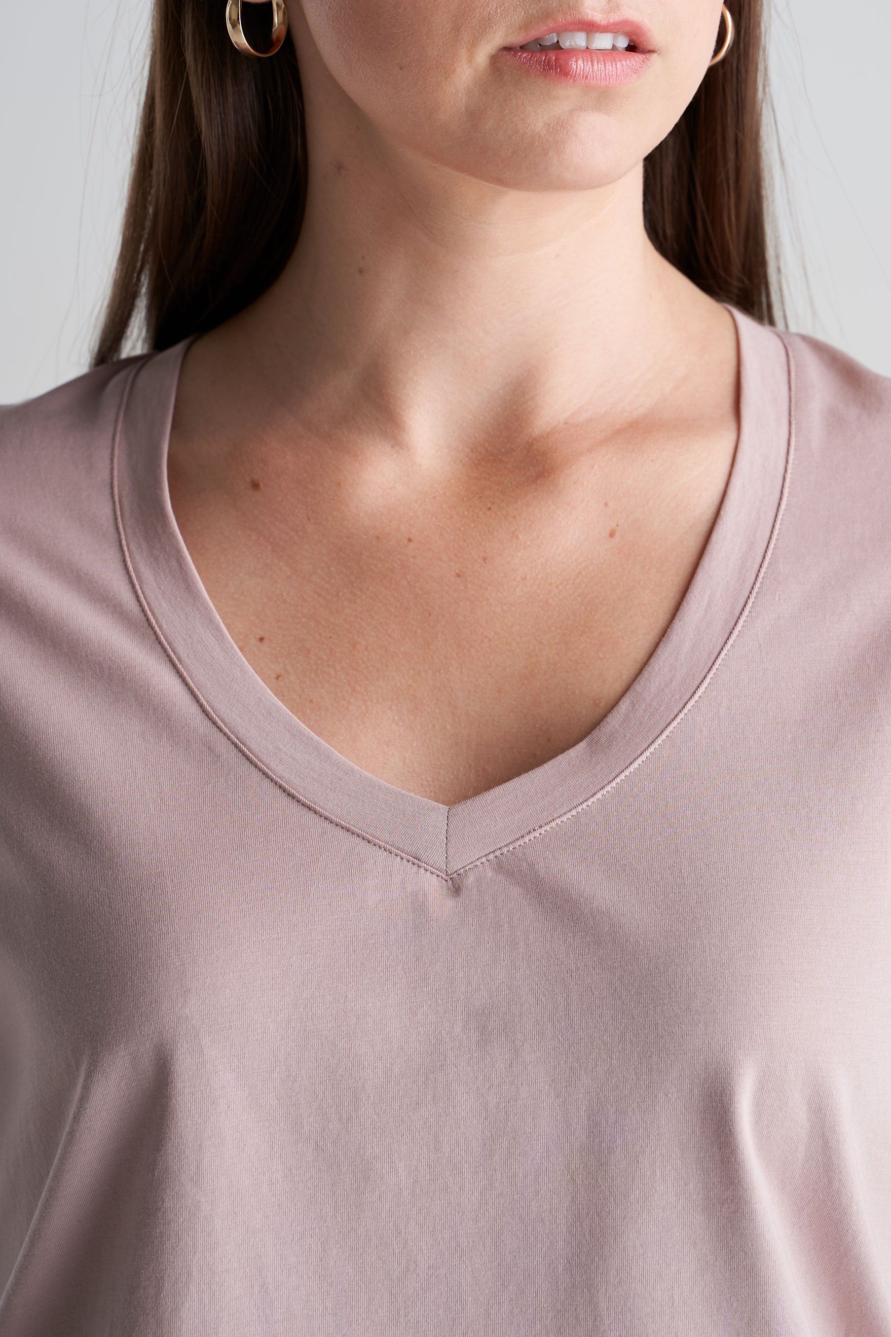 Women's Tall Scoop V-Neck Tee in Ballerina Pink sold by American Tall product image thumbnail 4