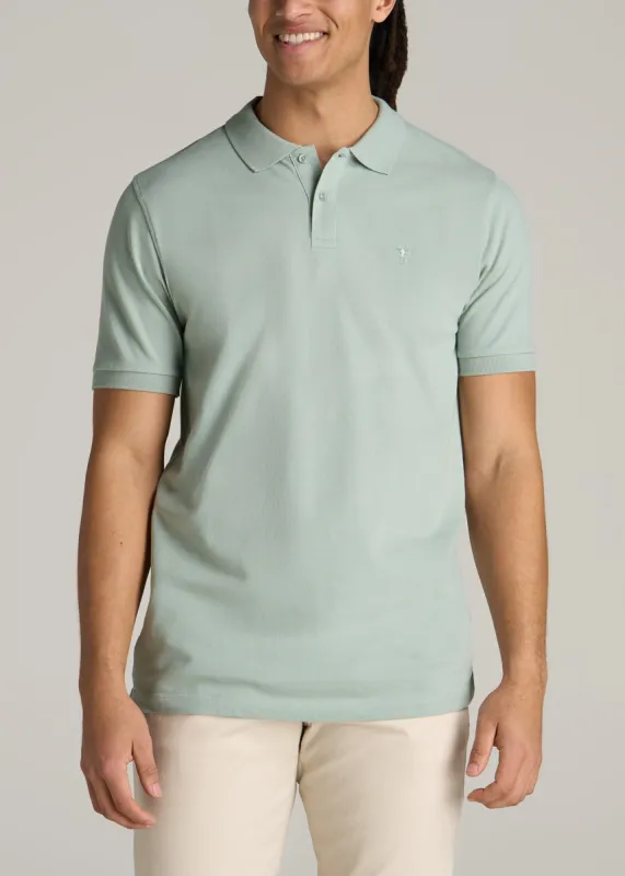 Men's Tall Classic Polo with Embroidered Logo in Sage Mist sold by American Tall