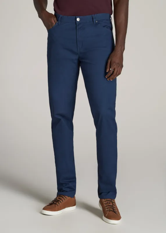 Dylan Slim Fit Five-Pocket Pants For Tall Men in Marine Navy sold by American Tall