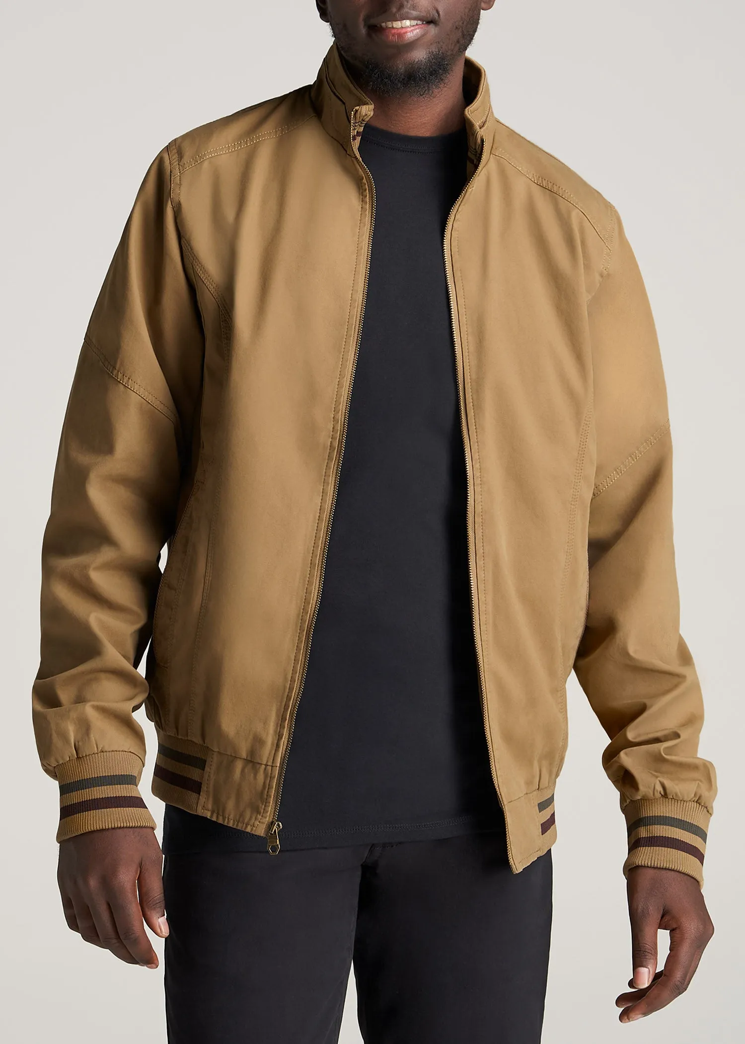 LJ&S Cotton Bomber Jackets for Tall Men in Sahara sold by American Tall