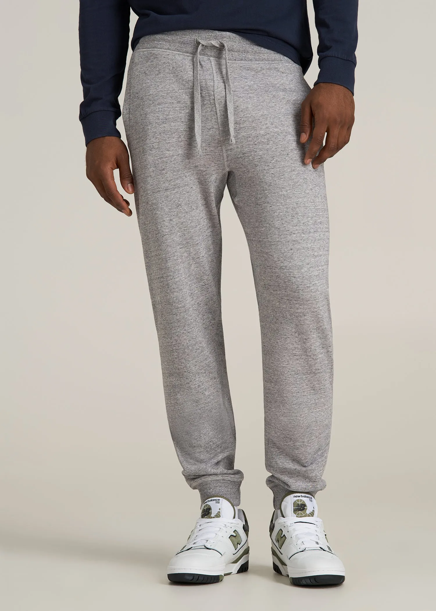 Wearever 2.0 French Terry Joggers for Tall Men in Heathered Grey sold by American Tall