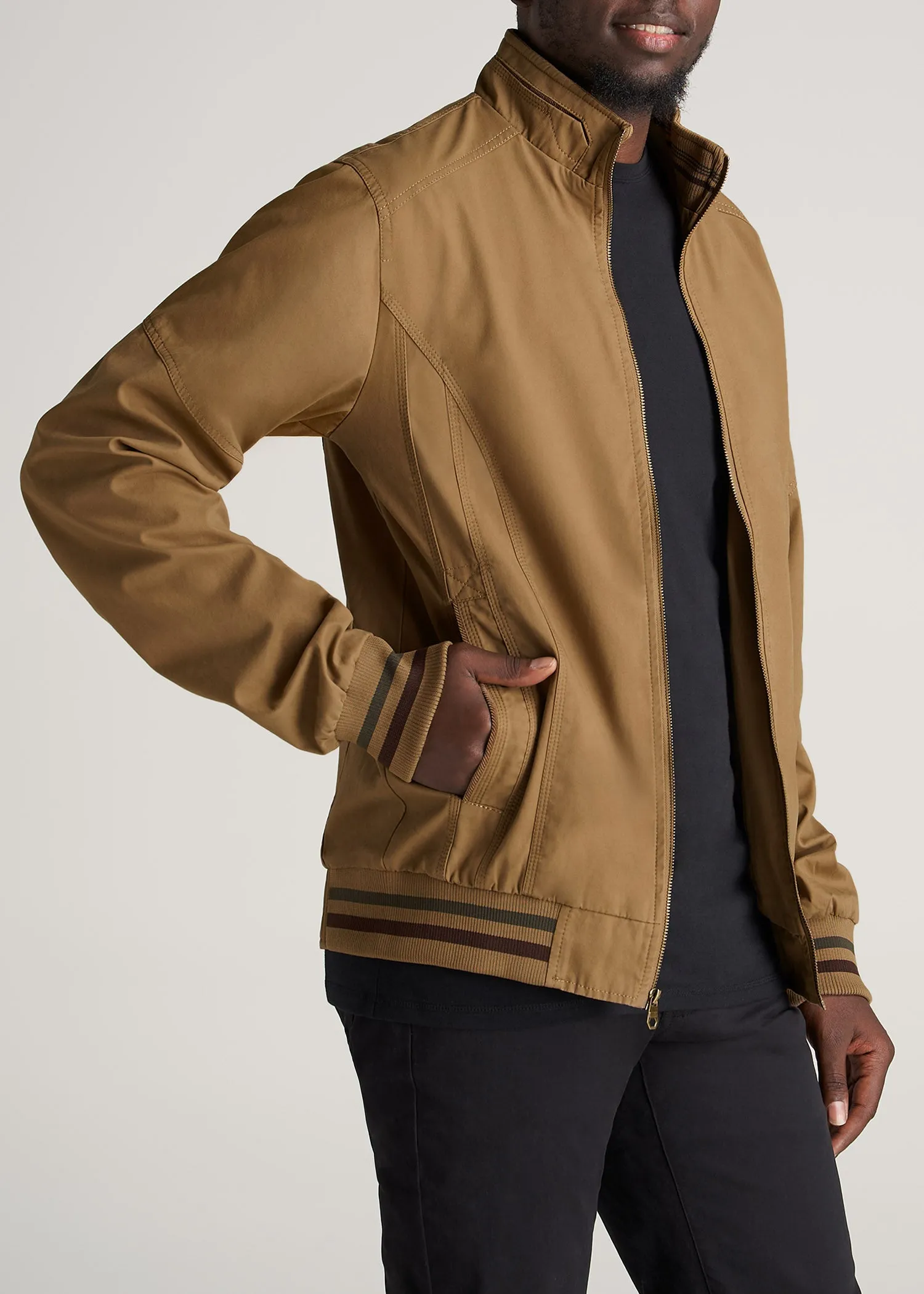LJ&S Cotton Bomber Jackets for Tall Men in Sahara sold by American Tall product image thumbnail 3