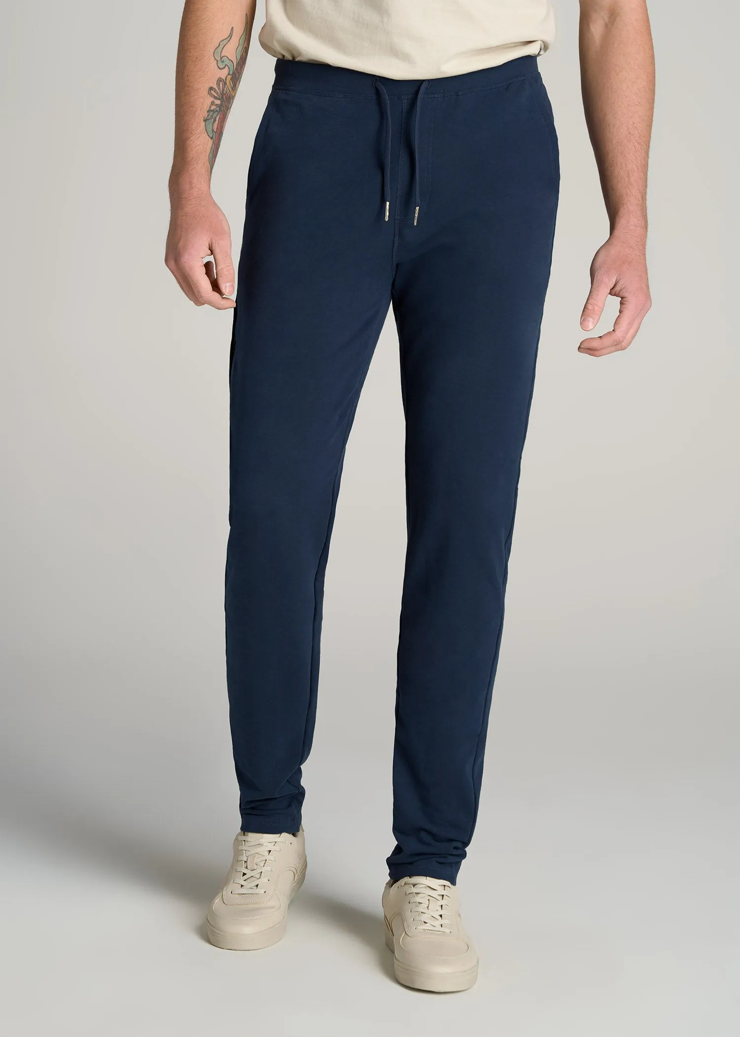 Microsanded French Terry Sweatpants for Tall Men in Marine Navy sold by American Tall