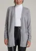 Open-Front Long Cardigan Sweater for Tall Women in Ash Grey Mix sold by American Tall